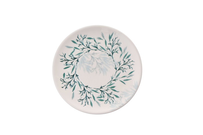 Hermia Set de 6 platos de postre Green Leaf en porcelana verde y blanco Hermia Set de 6 platos de postre Green Leaf en porcelana verde y blanco